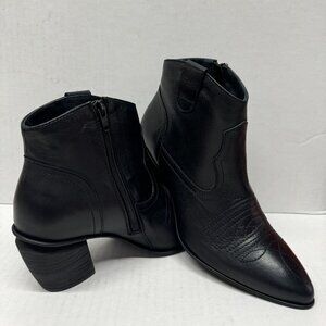 MIZ MOOZ LEATHER ANKLE BOOT ANGLED HEEL BLACK 37EU / 7US NEW # C-27